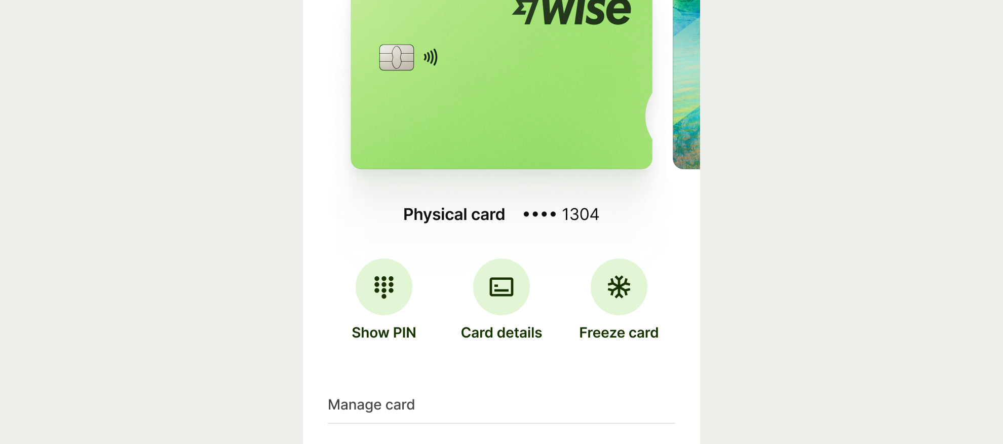 Secondary icon button on card screen