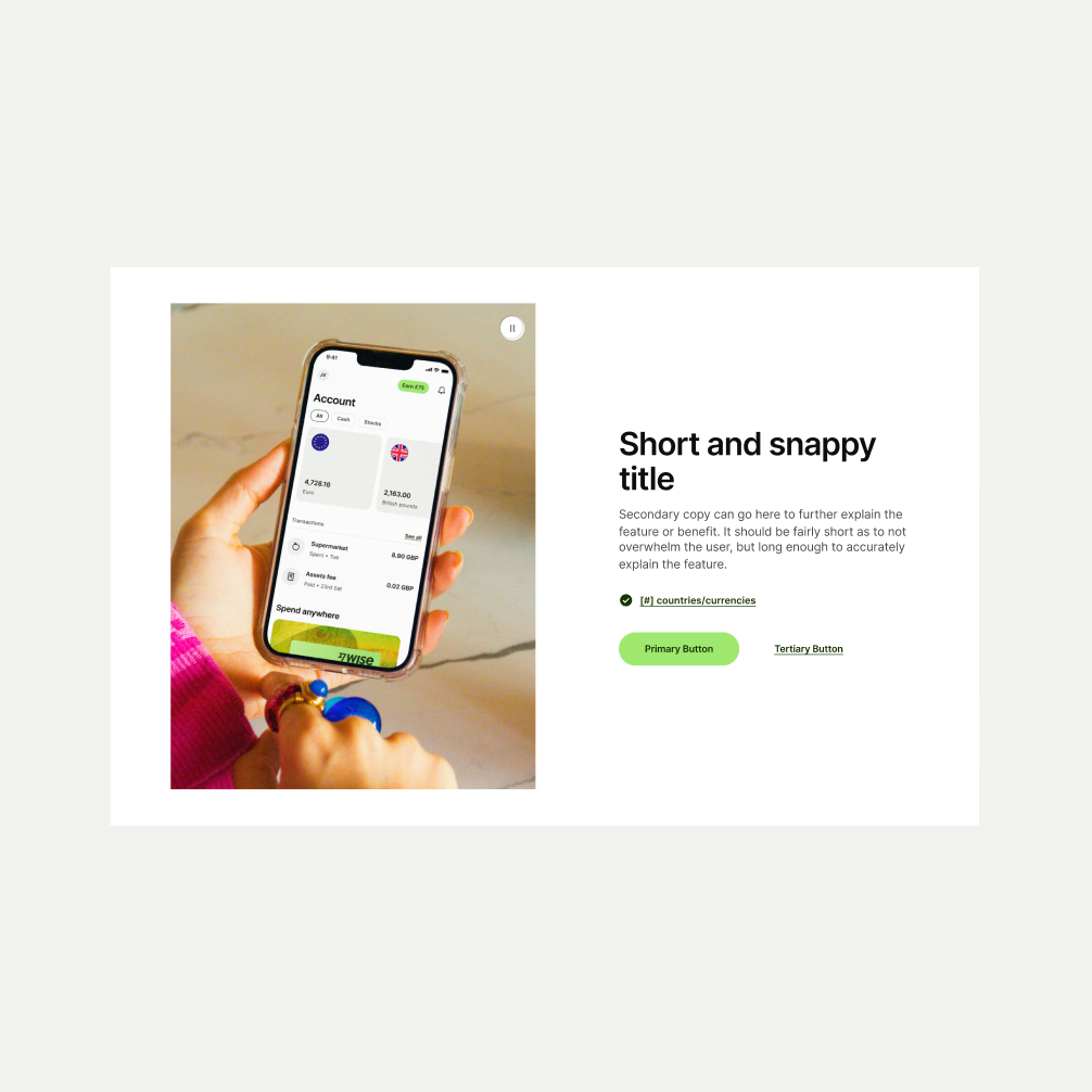 An image of the Feature Section Single in Light theme