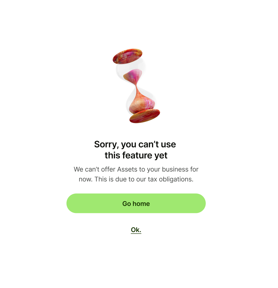 Error pattern with 'Ok.' as tertiary button copy