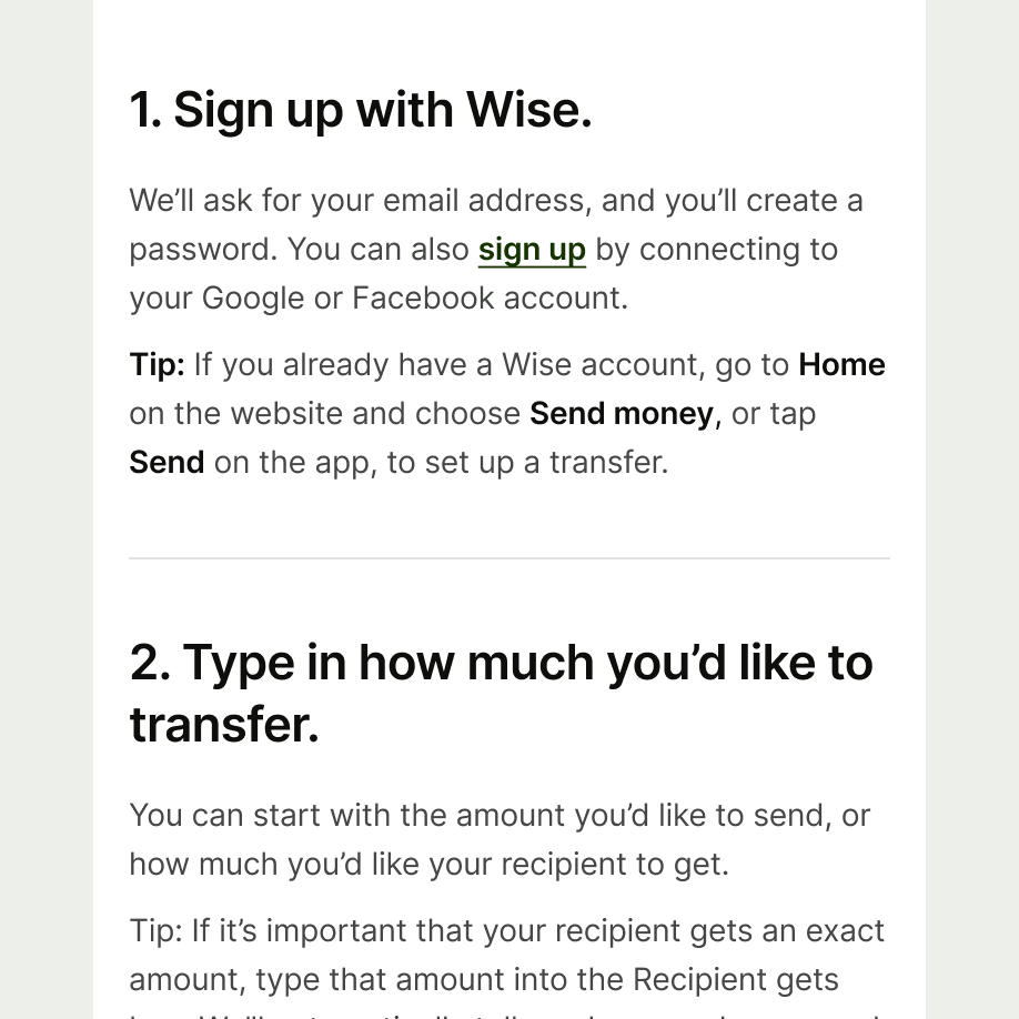 Group divider between content sections on help centre