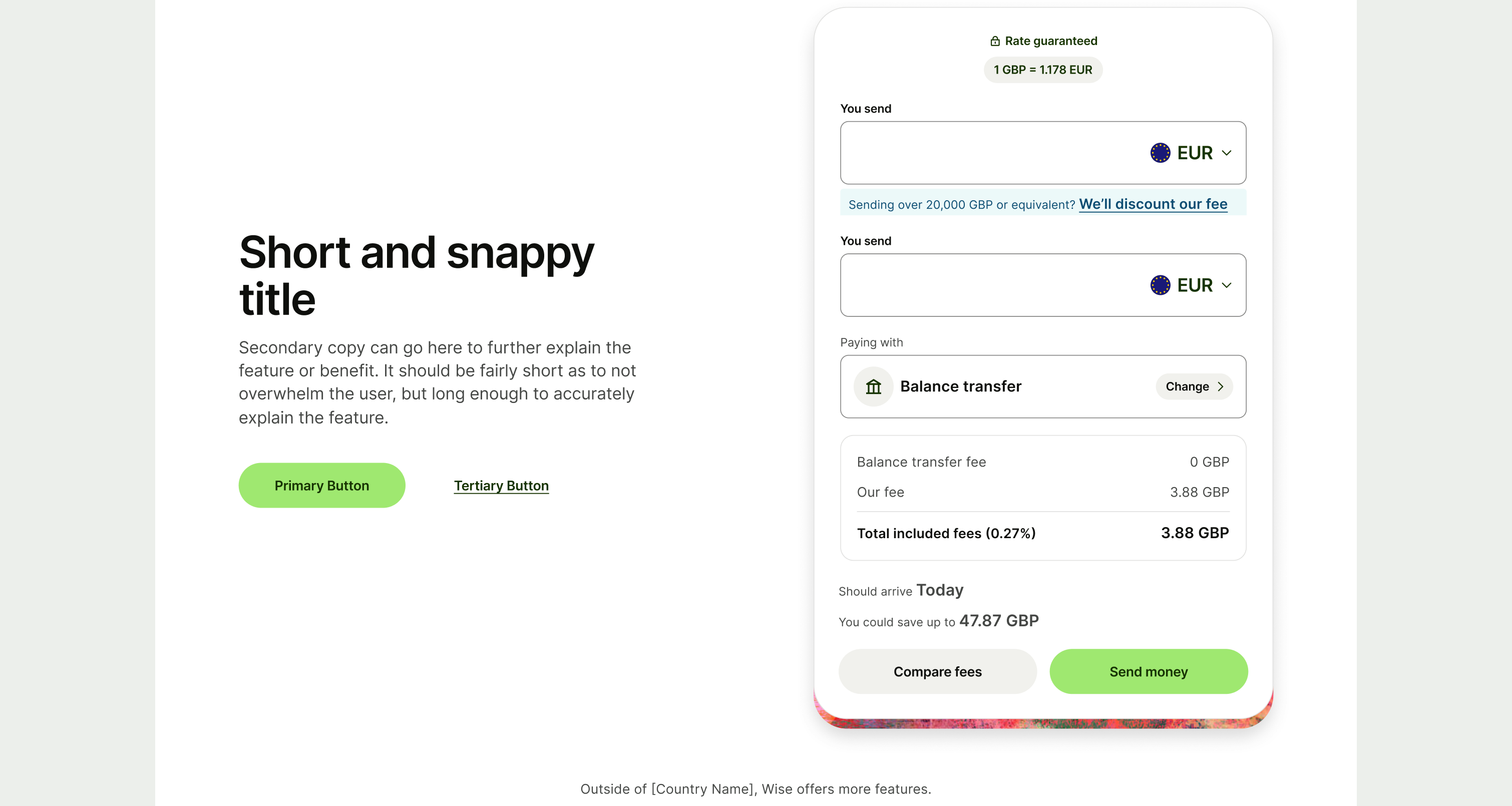 Feature Section Interactive pattern on desktop