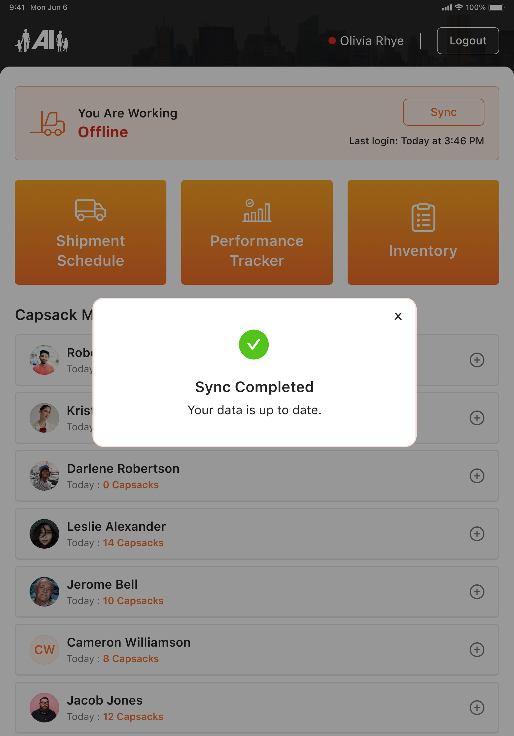 online sync completed