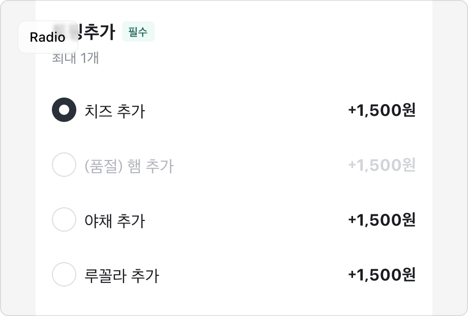 Radio를 사용한 예시