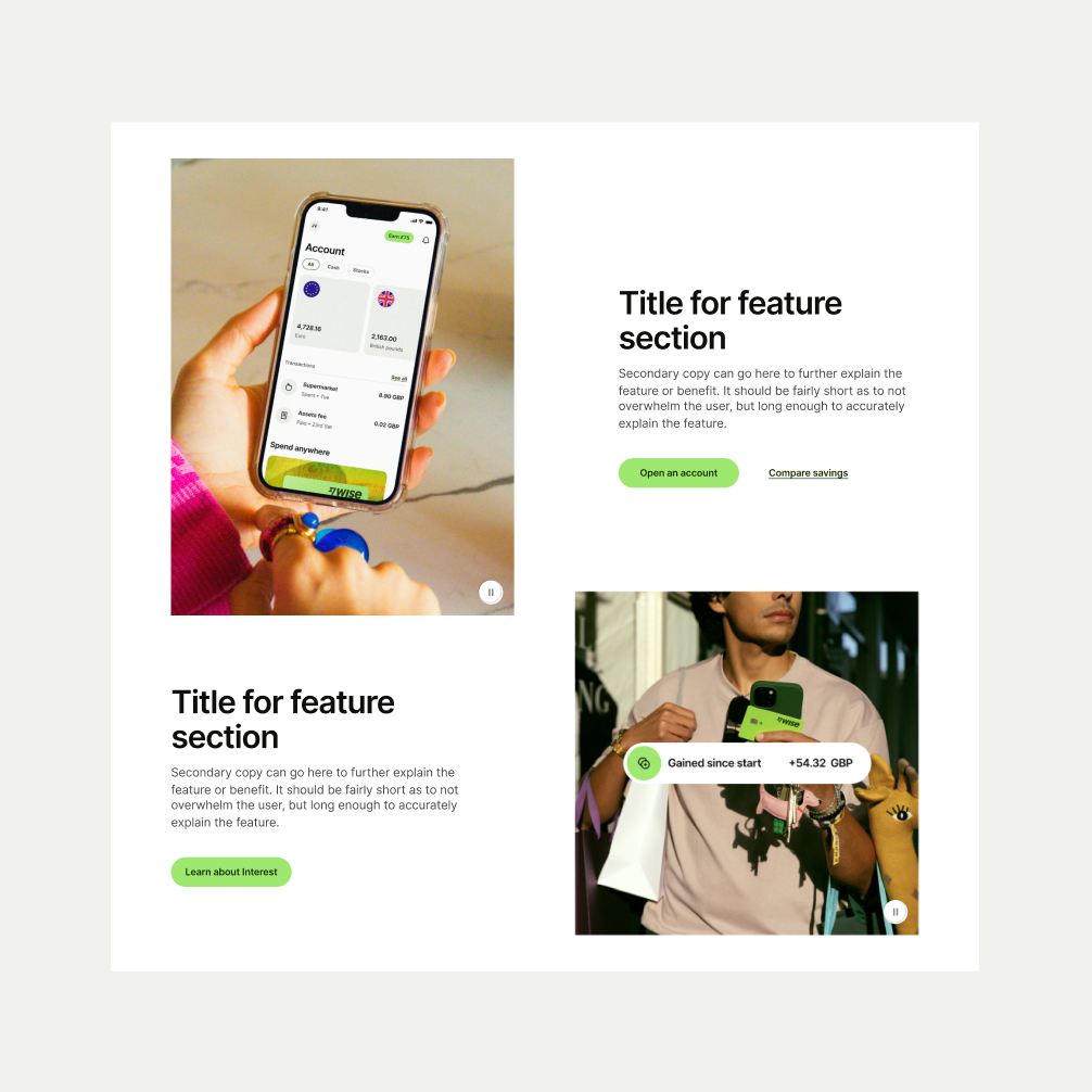 Feature Section Grid in Light theme