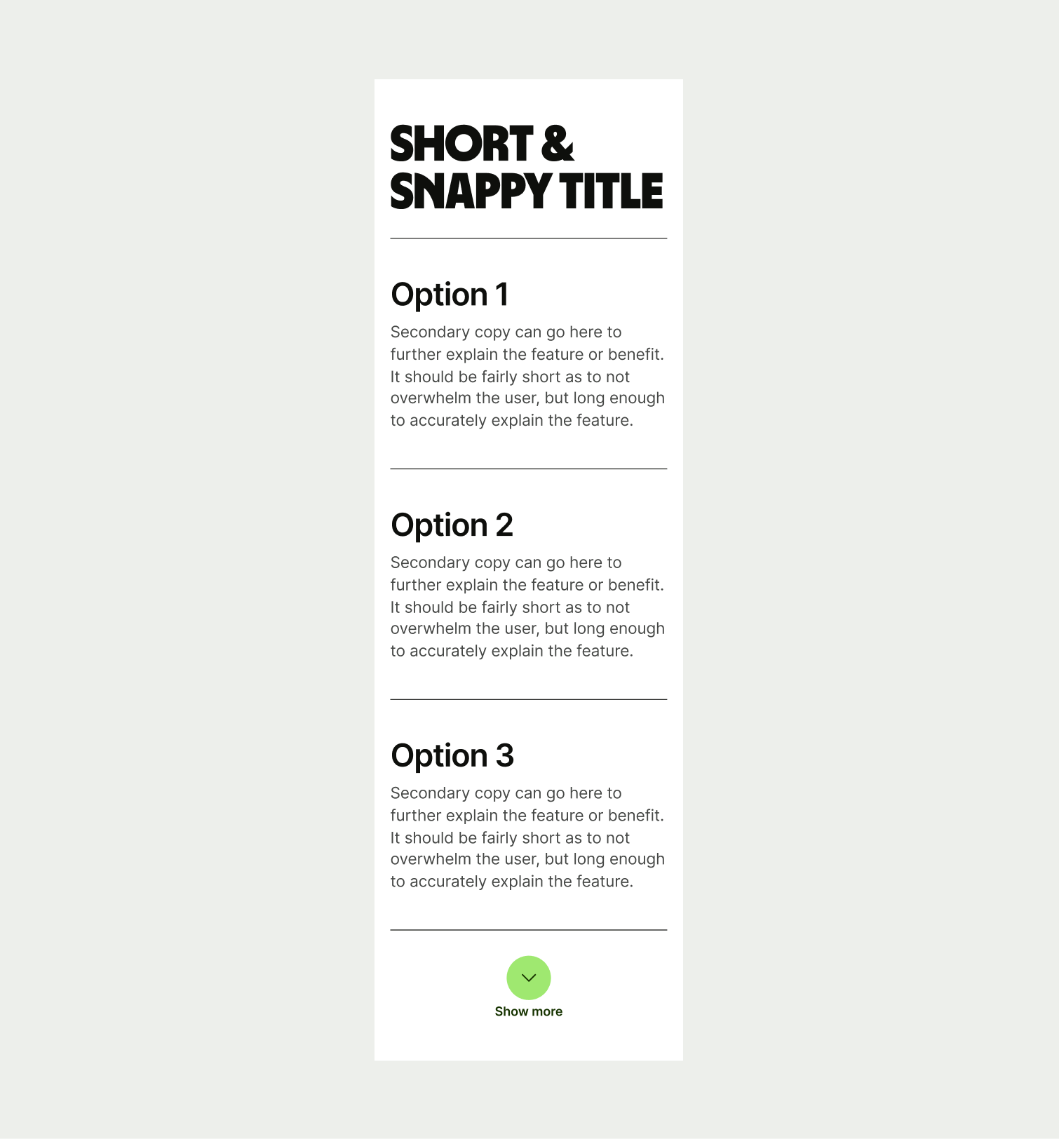 Text Stack pattern on mobile