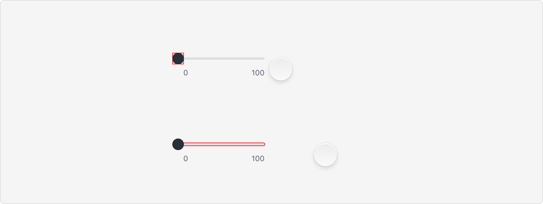 Slider touch target 예시 - Handle과 Track