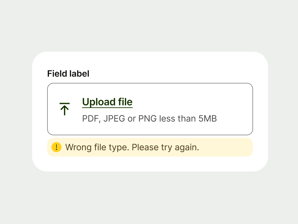 Warning inline prompt within a upload input.