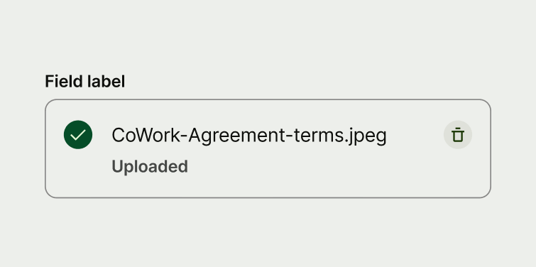An upload input with an uploaded state.