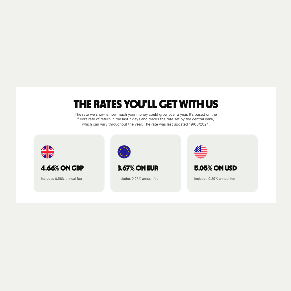 Card Cluster pattern with rates
