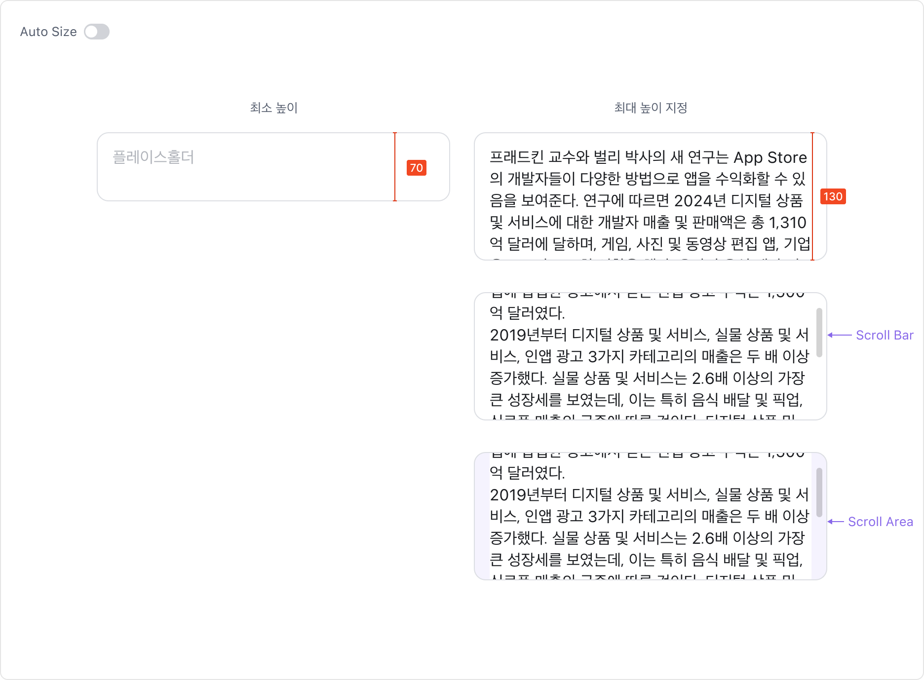 Textarea의 Auto Size 비활성화 시 스크롤 동작