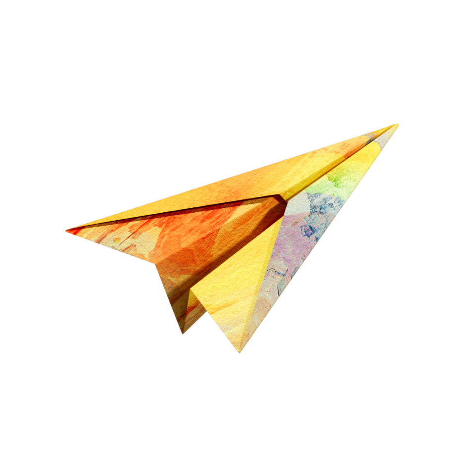 A 3D illustration of a paper plane.