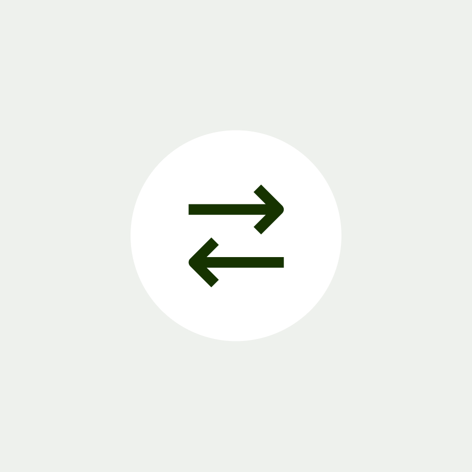 An icon of two arrows pointing in different directions horizontally, one on top of the other