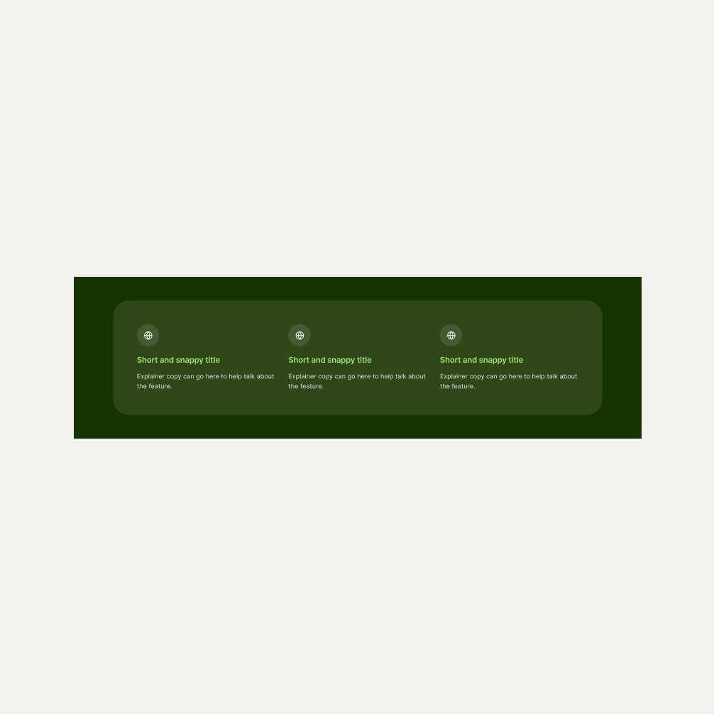 Icon List pattern in Forest Green theme