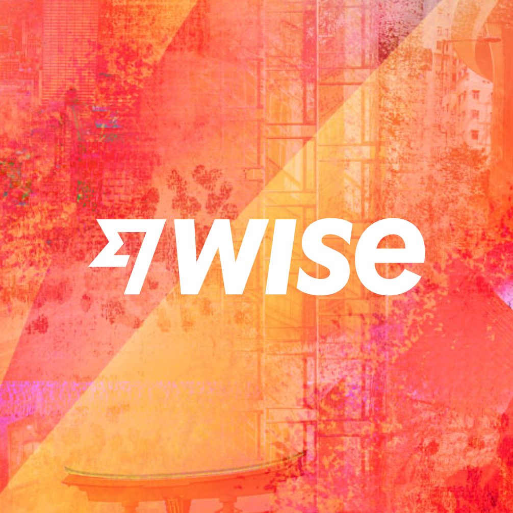 The Wise logo in white on a tapestry background.