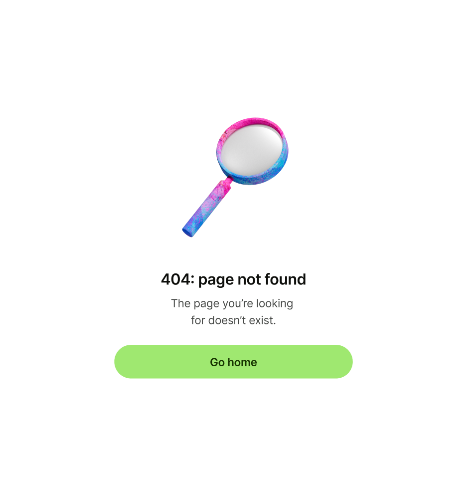 Error pattern with 'go home' as primary button copy