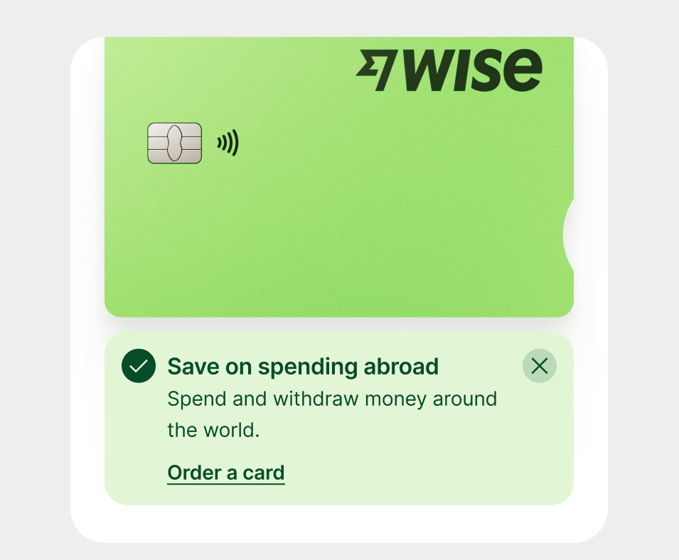 Success info prompt within in a card section.