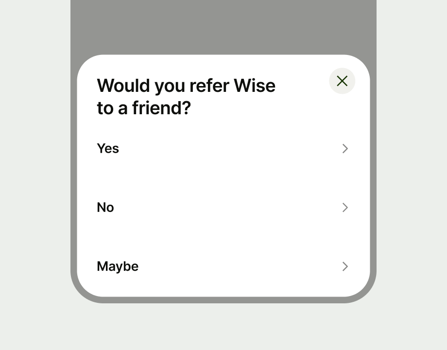 navigation items that ask the user to choose from options within a form