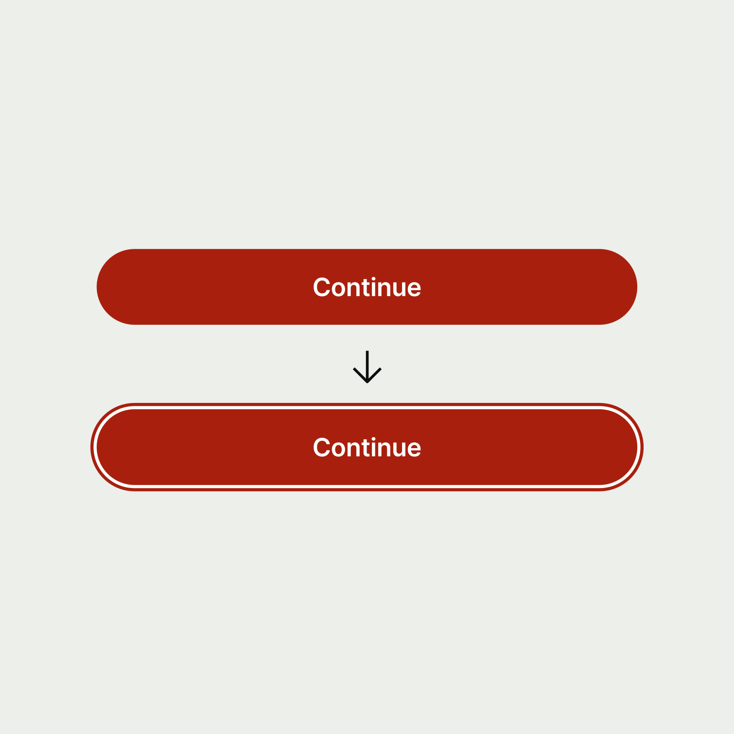 A comparison of a standard negative button, and a focused negative button. The focused negative button has a red border.