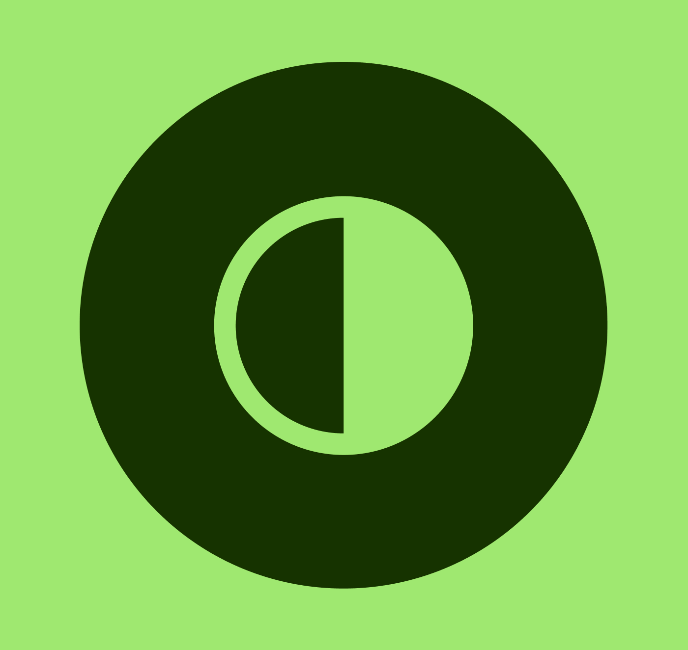 A circle showing two contrasting greens from Wise colour pallet 