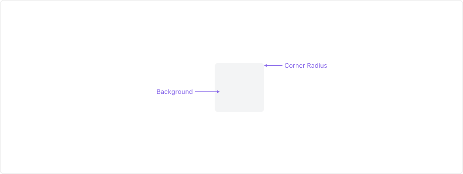 Skeleton의 Anatomy 이미지. Background와 Corner Radius로 구성됩니다.