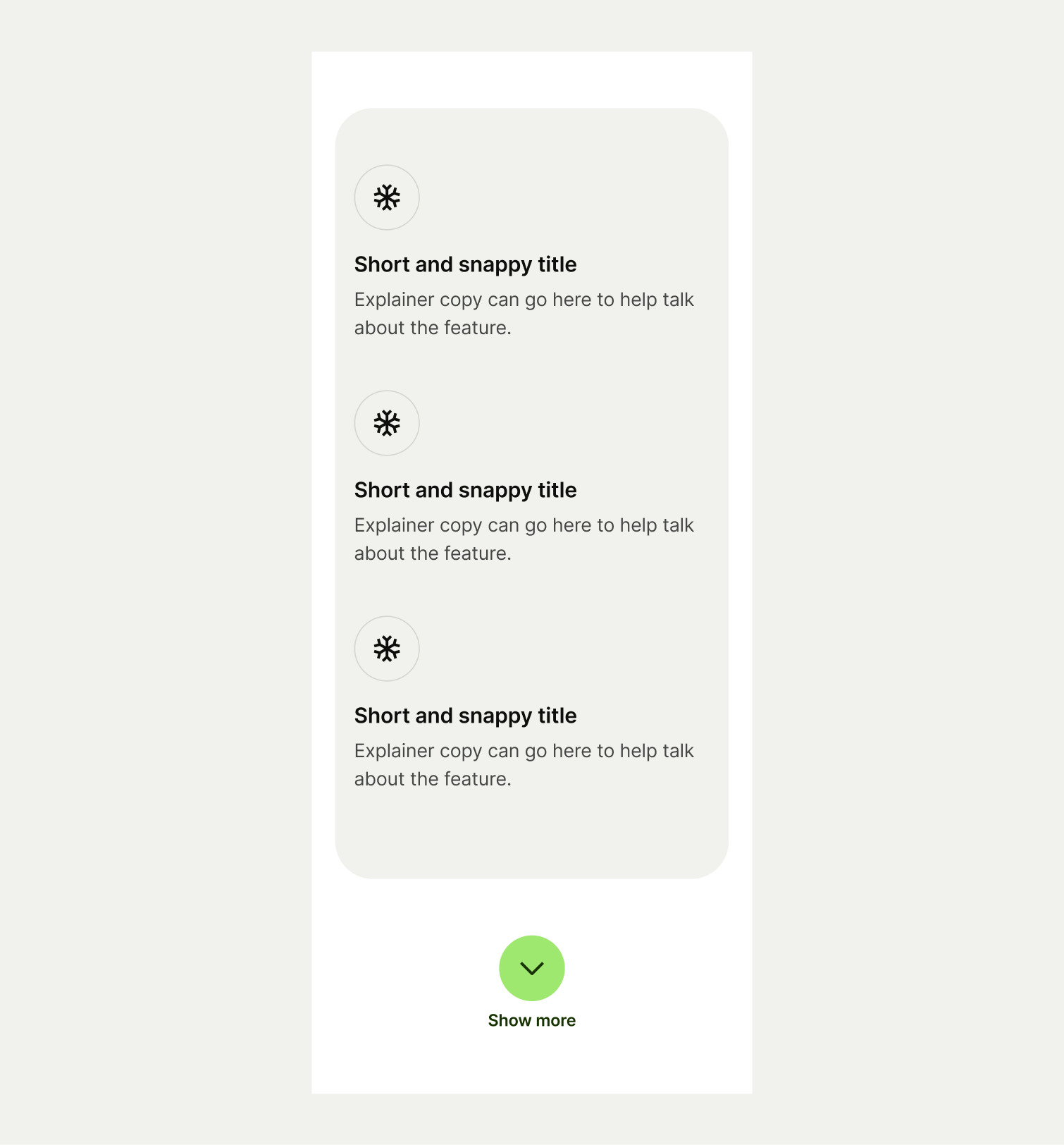 Icon List pattern on mobile