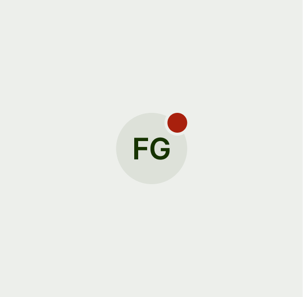 Avatar with FG initials and a notification 