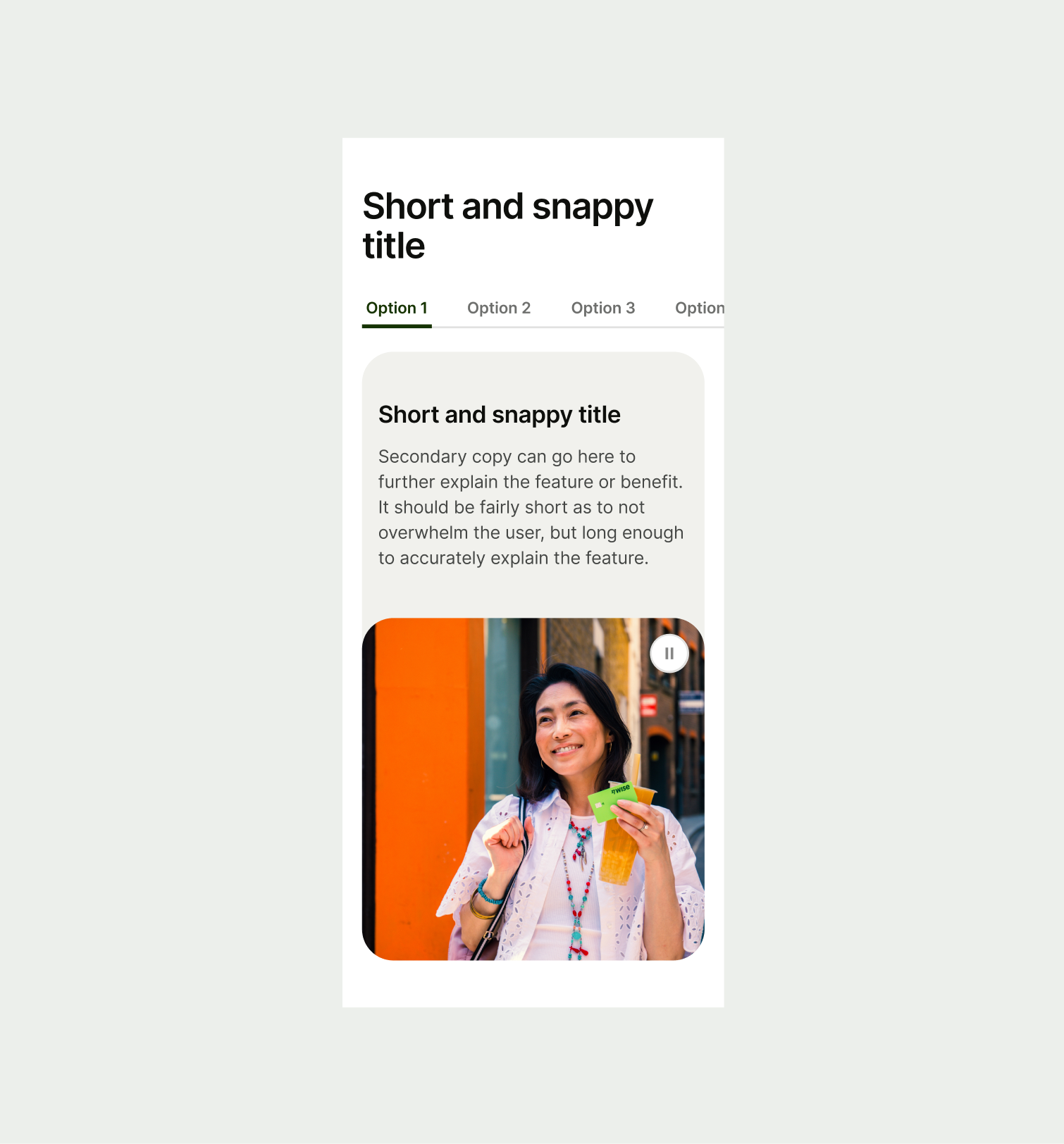 Tabs Feature pattern on mobile