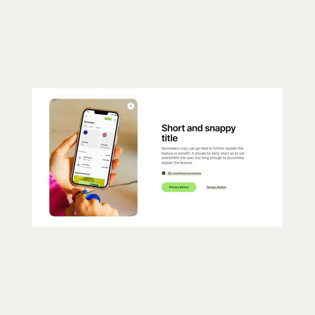 An image of the Feature Section Single in Light theme