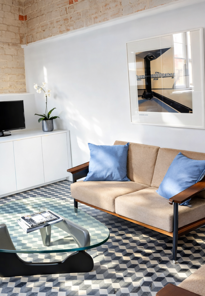 Guesthouse interior with sofa