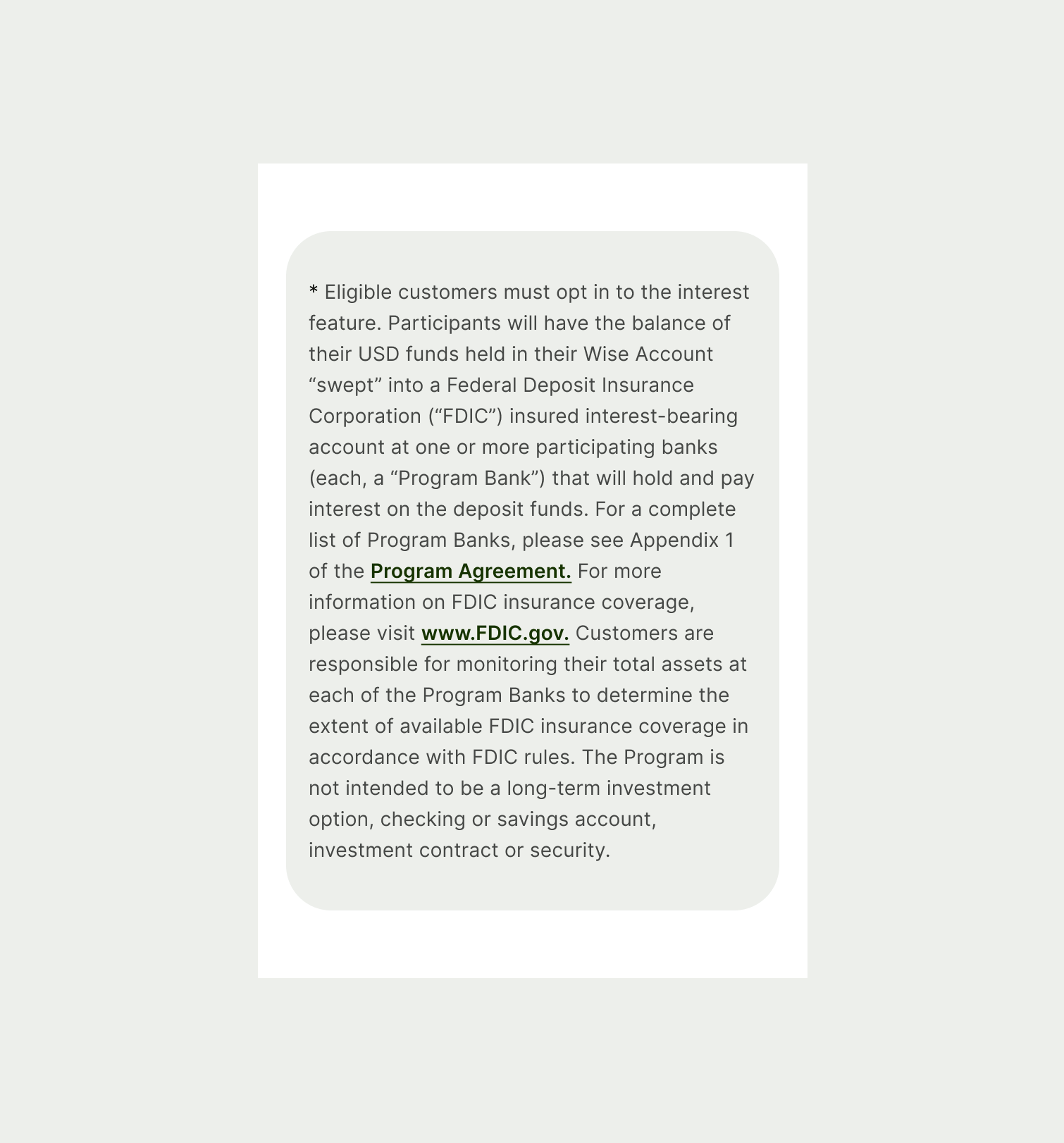 Text Disclaimer pattern on mobile