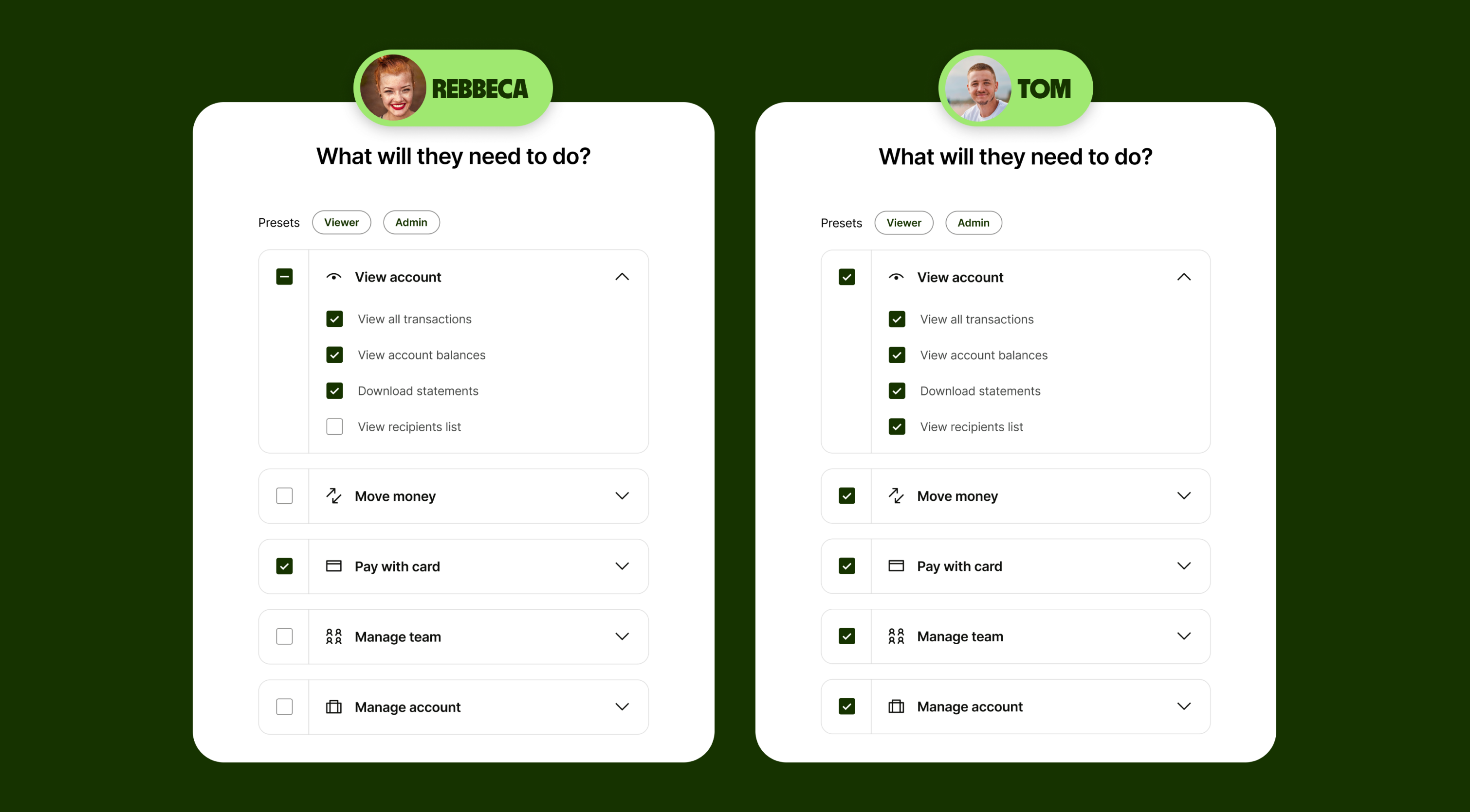 Team members permissions