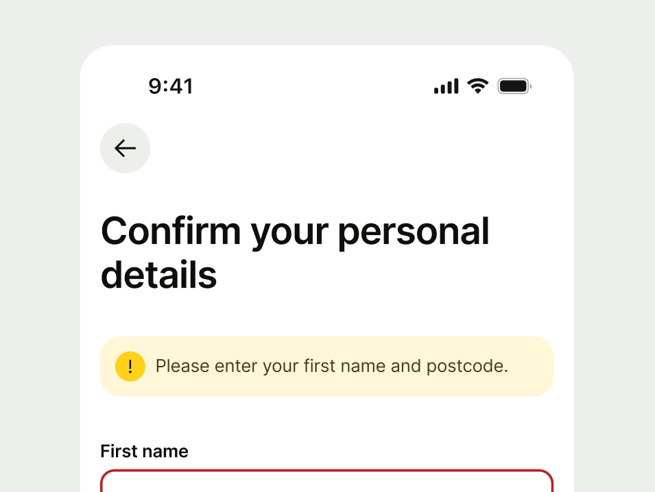 Warning info prompt within a recipient form.
