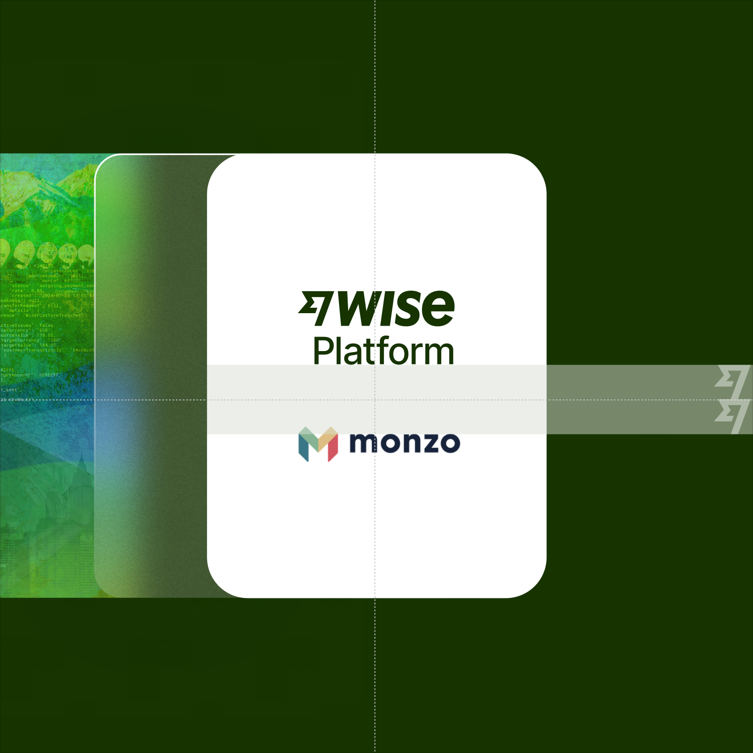 Wise logo positioned above Monzo logo on a white surface 