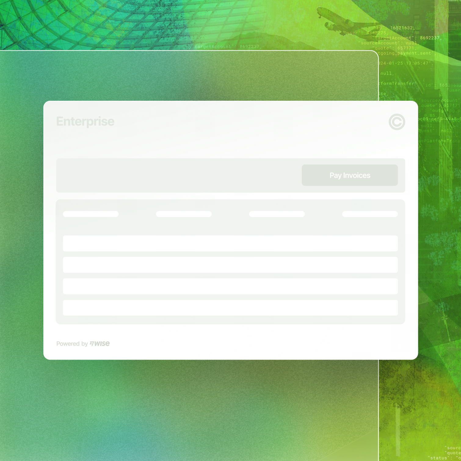 An application UI illustration on top of a transparent layer on a Tapestry background
