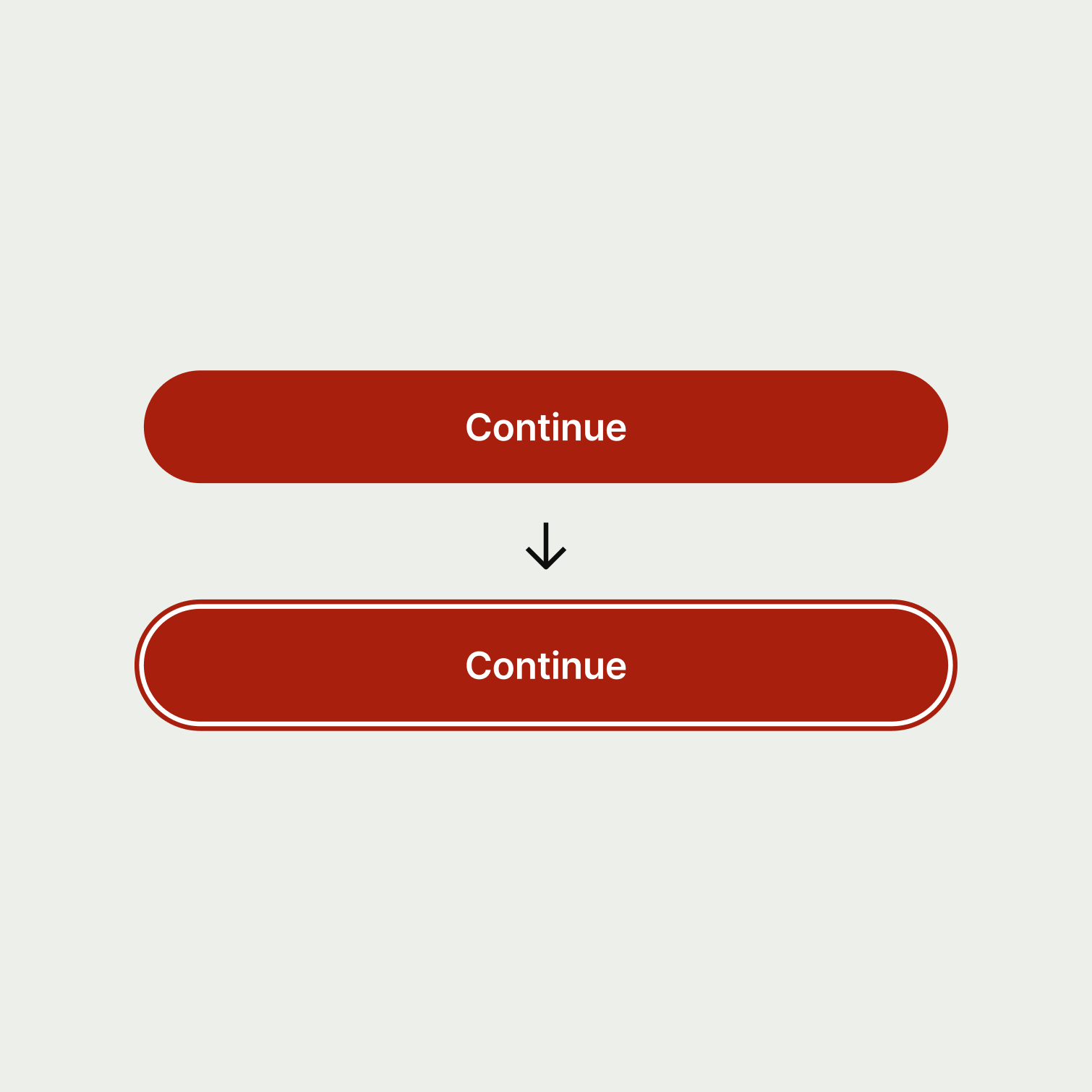 A comparison of a standard negative button, and a focused negative button. The focused negative button has a red border.