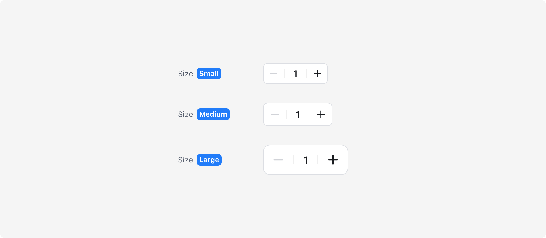 Quantity Picker의 Size Property - Small, Medium, Large