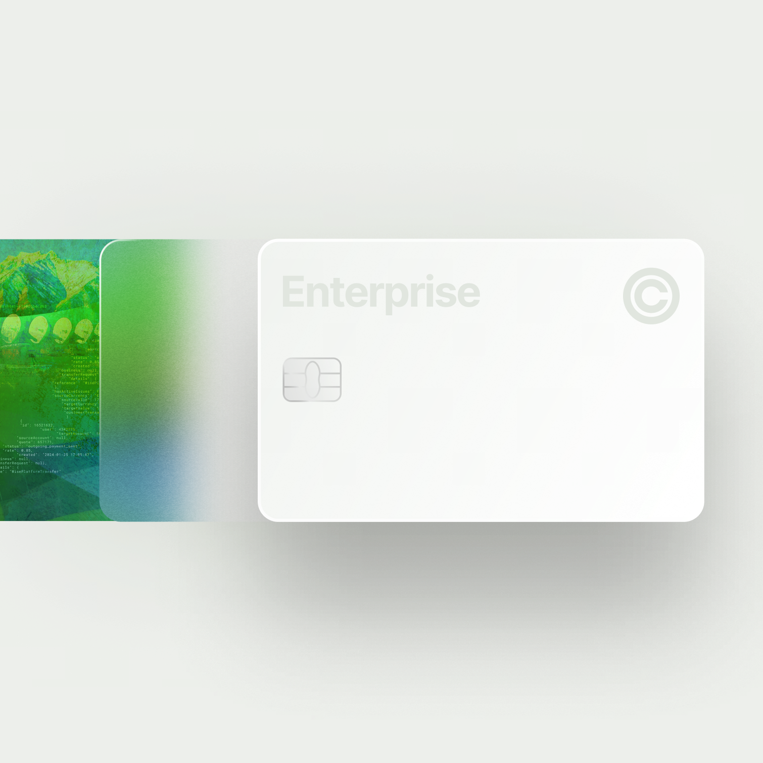 A blank plastic card with a tapestry layer as a trail