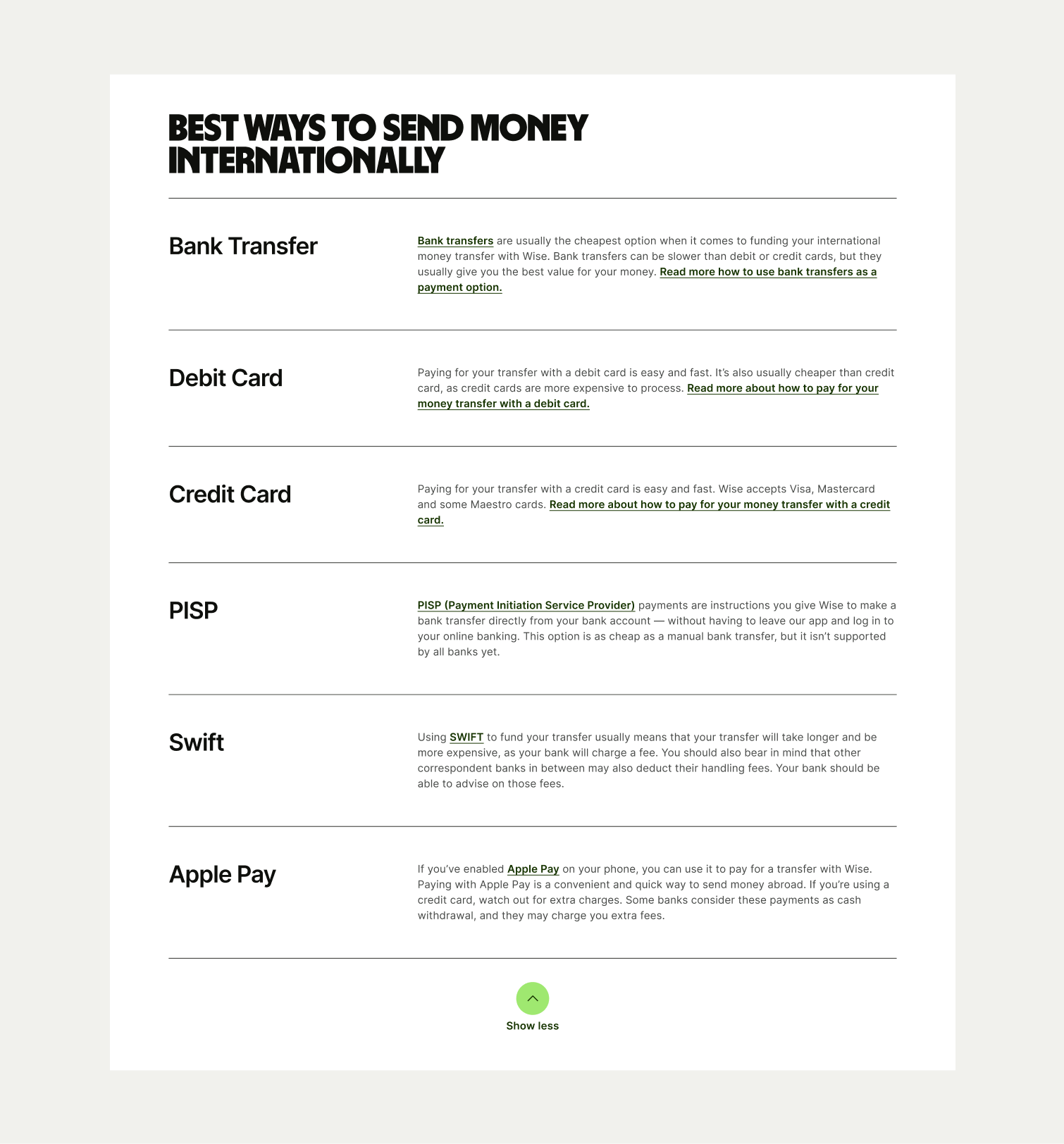 Text Stack pattern with a show less button