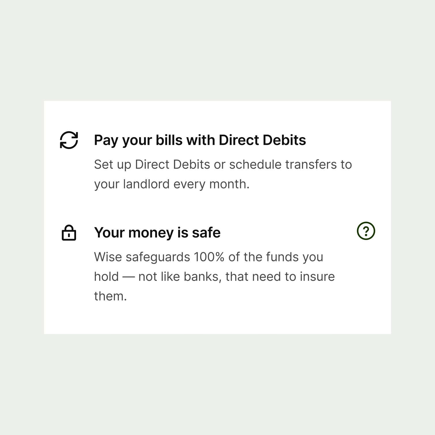 Two summary items within the mobile app.