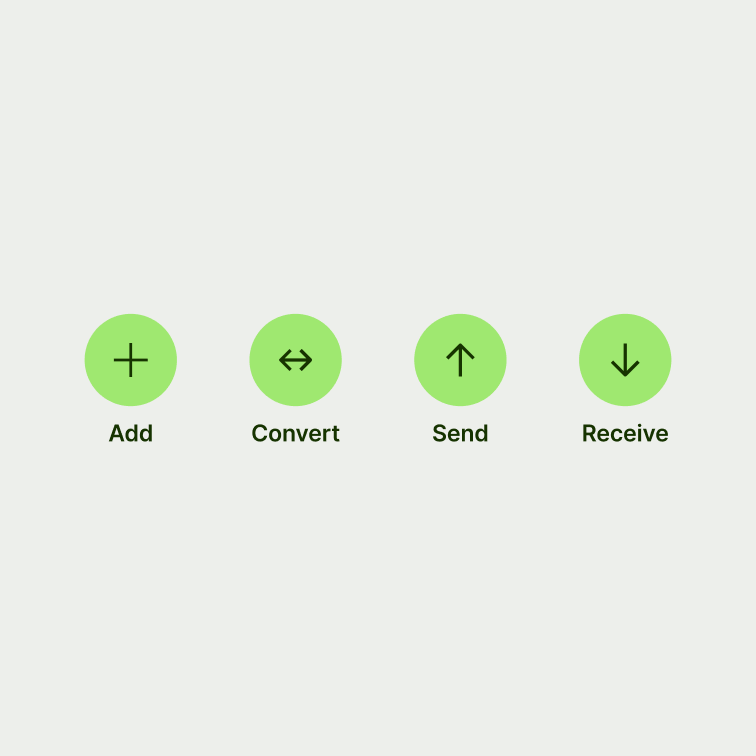 A set of circular buttons from the app.