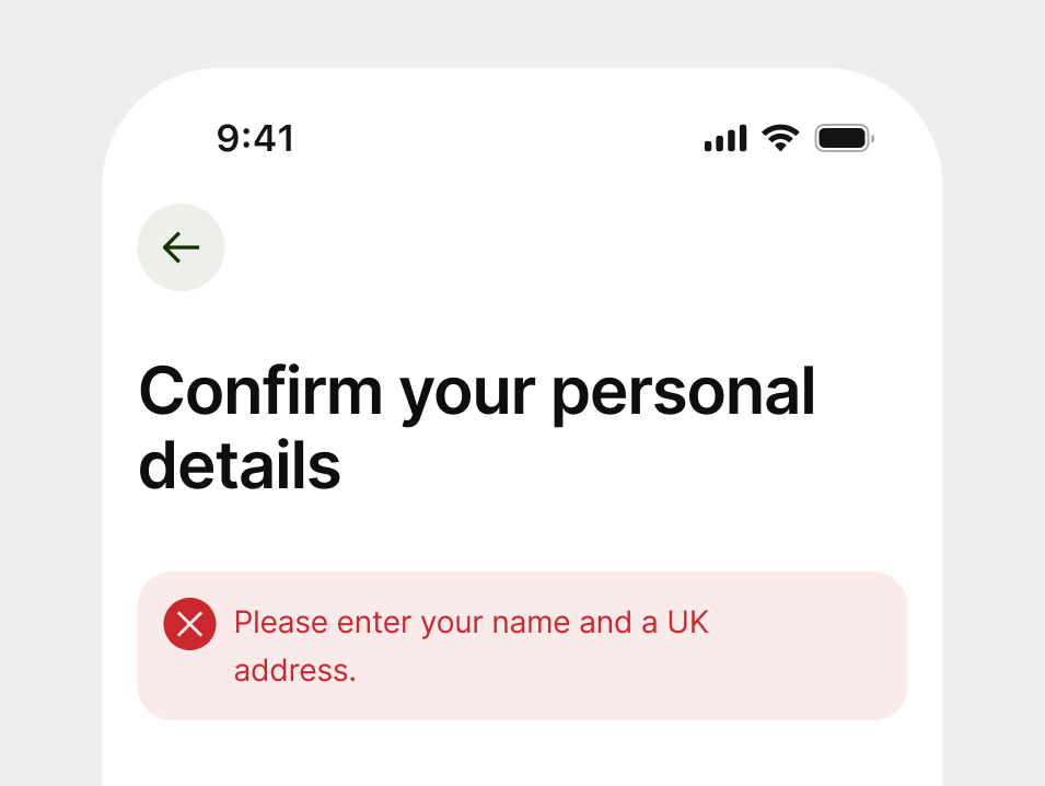 Error info prompt example within a form
