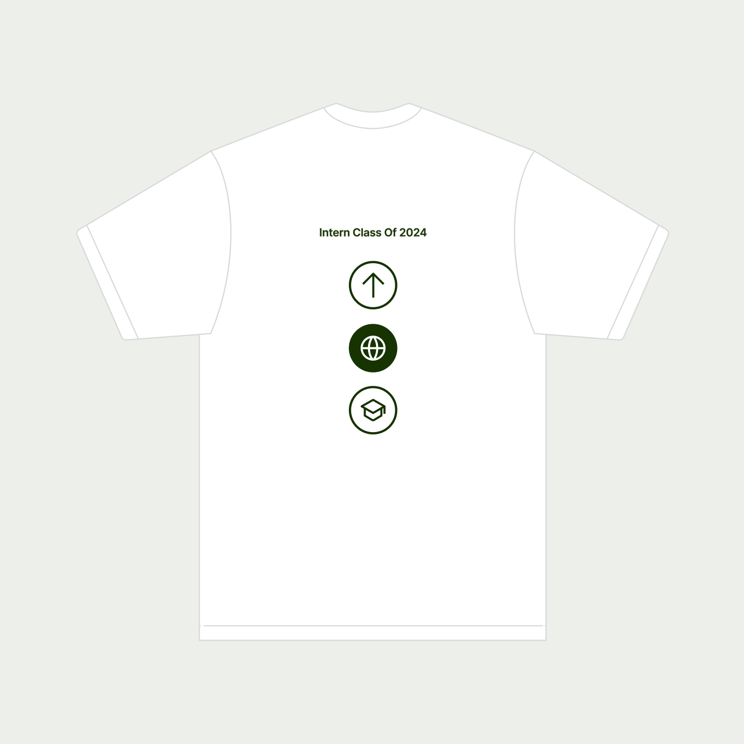 The back of a t-shirt mockup showcasing the descriptive icon layout design for Wise teams swag.