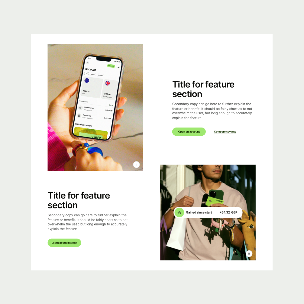 Feature Section Grid in Light theme