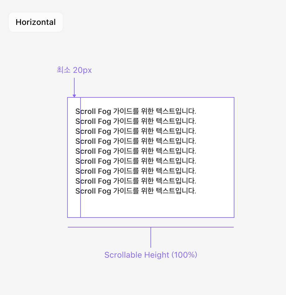 적절한 Scroll Fog 크기 예시 - 가로 스크롤