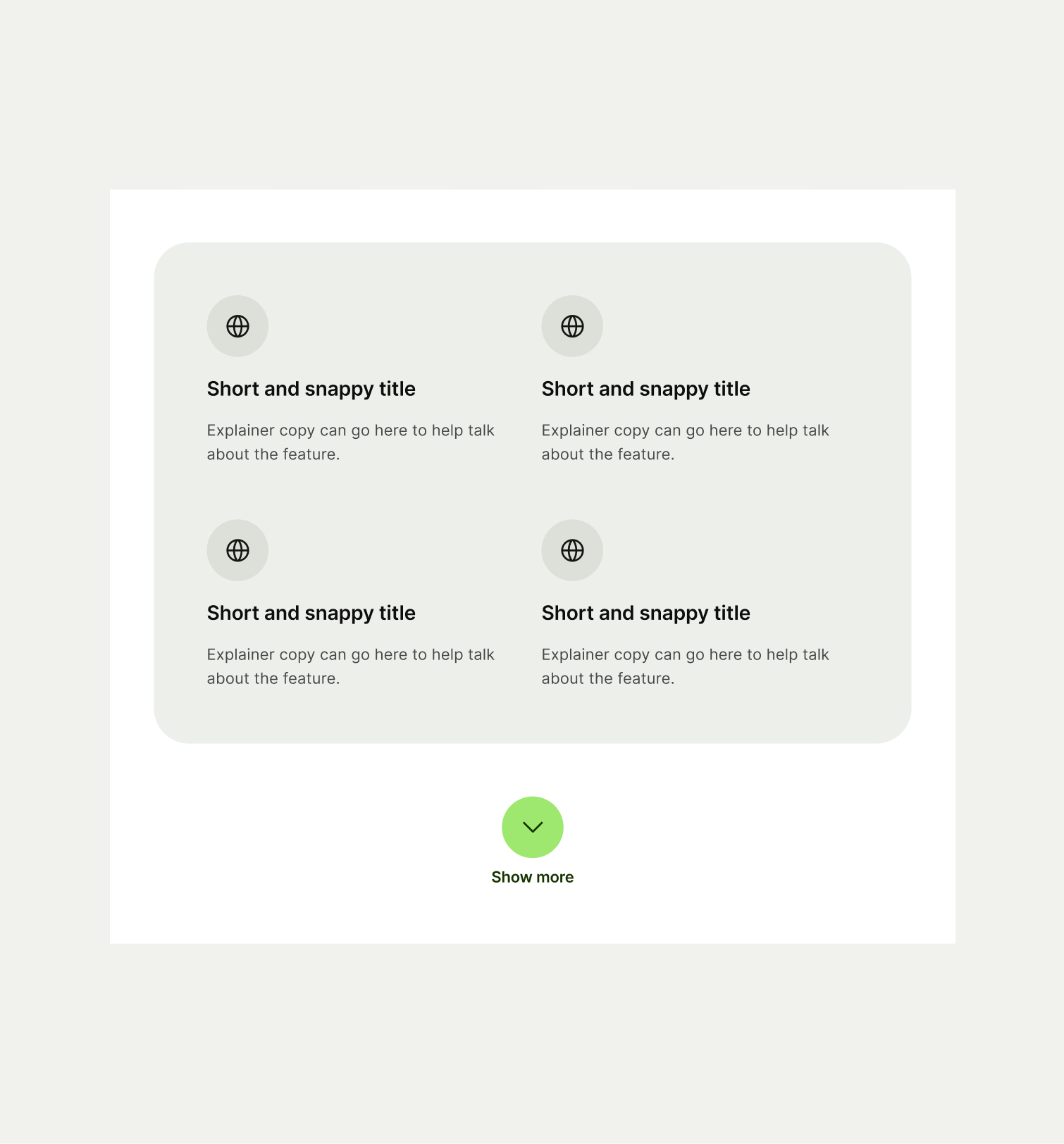 Icon list pattern on tablet with a show more button