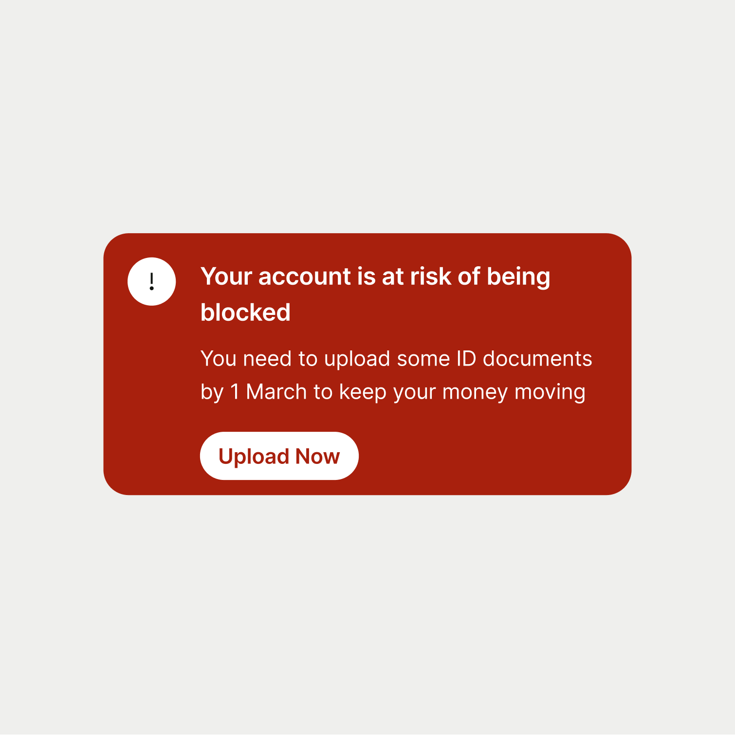 Critical banner UI component