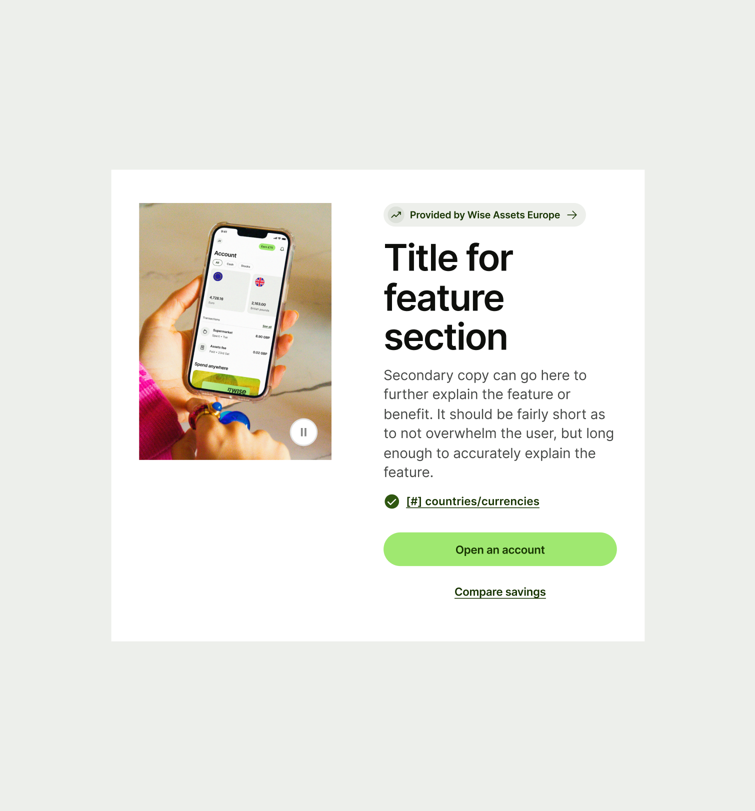 Feature Section Single on tablet