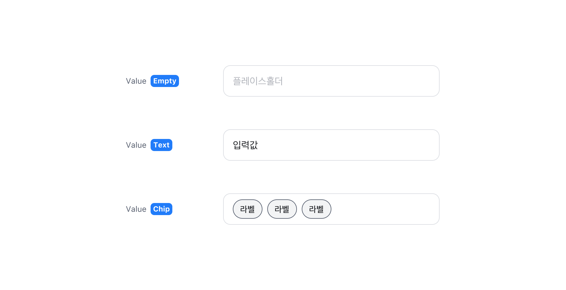 Input Button의 Value Property - Text와 Chip 컴포넌트
