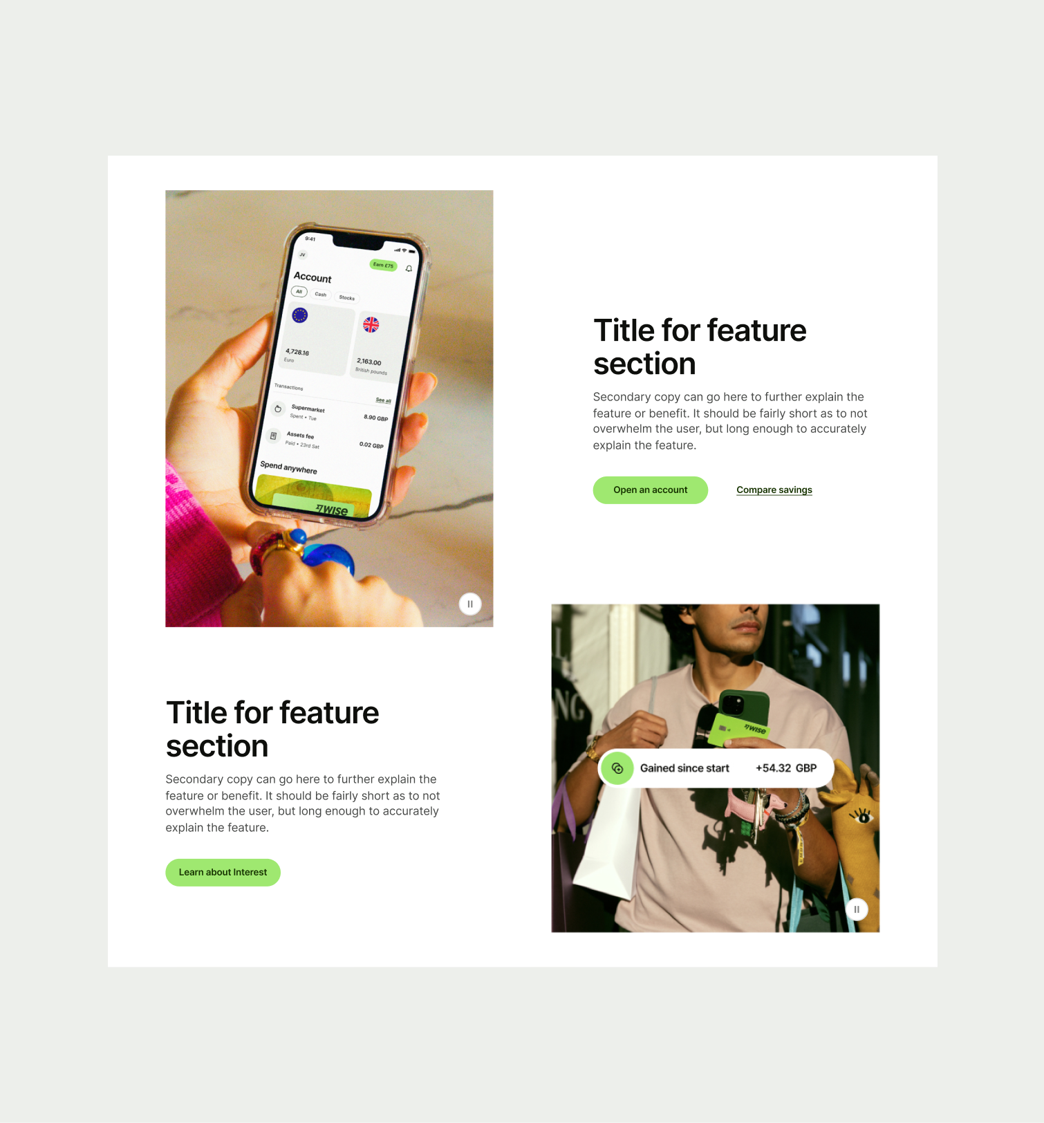 Feature Section Grid incorrect UX
