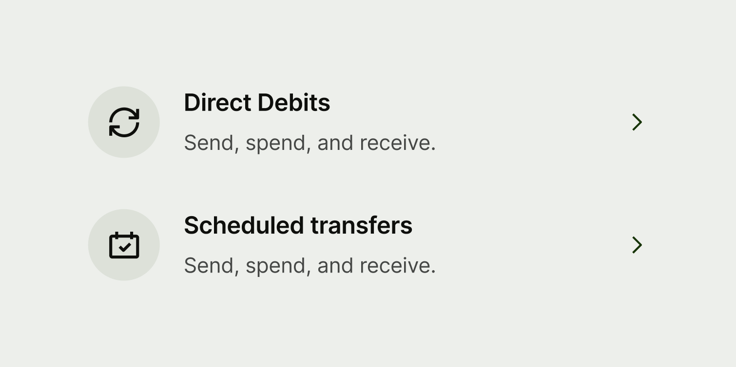 Two navigation options with succinct, consistent titles.